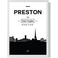 ARTZE Preston Black & White City Skyline Framed Print SIZE: A3 with White Frame | Size: A4