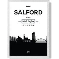 ARTZE Salford Black & White City Skyline Framed Print SIZE: A4 with White Frame | Size: A3