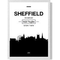 ARTZE Sheffield Black & White City Skyline Framed Print SIZE: A3 with White Frame