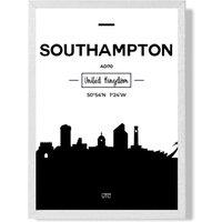 ARTZE Southampton Black & White City Skyline Framed Print SIZE: A4 with White Frame | Size: A3
