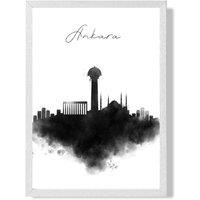 ARTZE Ankara Watercolour Skyline City Framed Print SIZE: A4 with White Frame in Black | Size: A3