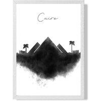 ARTZE Cairo Watercolour Skyline City Framed Print SIZE: A3 with White Frame in Black | Size: A4