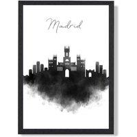 ARTZE Madrid Watercolour Skyline City Framed Print SIZE: A2 with Black Frame | Size: A3