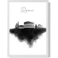 ARTZE Rome Watercolour Skyline City Framed Print SIZE: A3 with White Frame in Black
