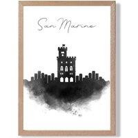 ARTZE San Marino Watercolour Skyline City Framed Print SIZE: A3 with Oak Frame in Black