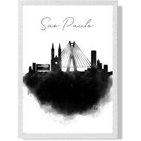 ARTZE Sao Paulo Watercolour Skyline City Framed Print SIZE: A3 with White Frame in Black
