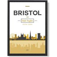 ARTZE Bristol Yellow & Black City Skyline Framed Print SIZE: A3 with Black Frame