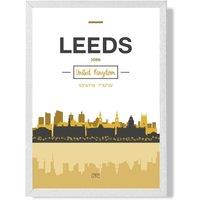 ARTZE Leeds Yellow & Black City Skyline Framed Print SIZE: A2 with White Frame | Size: A3