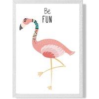 ARTZE Be Fun Flamingo Tribal Animal Quote Framed Print SIZE: A2 with White Frame in Pink | Size: A3