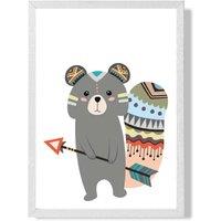 ARTZE Grey Squirrel Tribal Animal Framed Print SIZE: A2 with White Frame | Size: A3