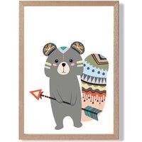ARTZE Grey Squirrel Tribal Animal Framed Print SIZE: A4 with Oak Frame | Size: A3