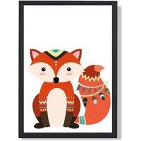 ARTZE Red Fox Tribal Animal Framed Print SIZE: A4 with Black Frame