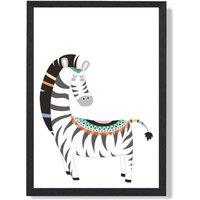 ARTZE Zebra Tribal Animal Framed Print SIZE: A4 with Black Frame in Grey | Size: A3