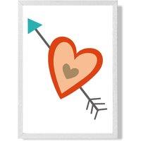ARTZE Tribal Orange Heart & Arrow Framed Print SIZE: A2 with White Frame | Size: A3
