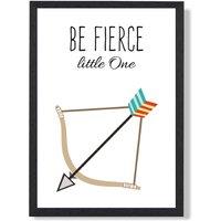 ARTZE Be Fierce Arrow Tribal Quote Framed Print SIZE: A3 with Black Frame in Bright Blue | Size: A4