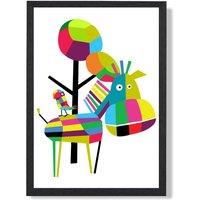 ARTZE Zebra Bright Geometric Animal Framed Print SIZE: A2 with Black Frame | Size: A4