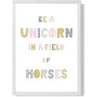 ARTZE Cute Be a Unicorn Pink Scandi Quote Framed Print SIZE: A2 with White Frame | Size: A3