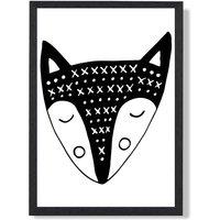 ARTZE Cute Black Fox Scandi Animal Framed Print SIZE: A2 with Black Frame | Size: A4