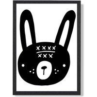 ARTZE Cute Black Rabbit Scandi Animal Framed Print SIZE: A2 with Black Frame | Size: A4