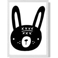 ARTZE Cute Black Rabbit Scandi Animal Framed Print SIZE: A4 with White Frame | Size: A3