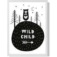 ARTZE Cute Wild & Free Scandi Quote Framed Print SIZE: A2 with White Frame in Black | Size: A3
