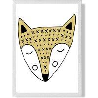 ARTZE Cute Yellow Fox Scandi Animal Framed Print SIZE: A3 with White Frame | Size: A4
