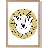 ARTZE Cute Yellow Fox Scandi Animal Framed Print SIZE: A4 with Oak Frame