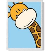 ARTZE Cute Cartoon Style Giraffe Face Framed Print SIZE: A2 with White Frame in Brown | Size: A3