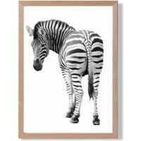 ARTZE Cheeky Zebra Animal Black & White Photo Framed Print SIZE: A3 with Oak Frame