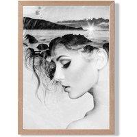 ARTZE Abstract & Beach Fashion Black & White Photo Framed Print SIZE: A4 with Oak Frame | Size: A3