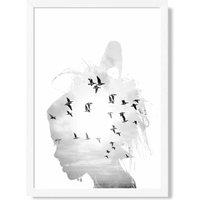 ARTZE Abstract & Seabirds Fashion Black & White Photo Framed Print SIZE: A2 with White Frame | Size: A3