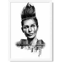 ARTZE Abstract & City Fashion Black & White Photo Framed Print SIZE: A3 with White Frame
