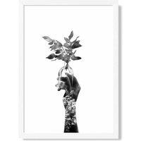 ARTZE Abstract Hand & Forest Fashion Black & White Photo Framed Print SIZE: A2 with White Frame | Size: A4