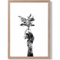 ARTZE Abstract Hand & Forest Fashion Black & White Photo Framed Print SIZE: A3 with Oak Frame