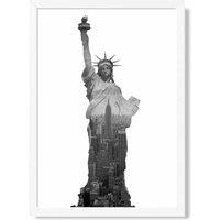 ARTZE Abstract Statue of Liberty New York Black & White Photo Framed Print SIZE: A4 with White Frame | Size: A3