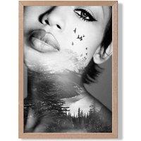 ARTZE Abstract & Forest Fashion Black & White Photo Framed Print SIZE: A4 with Oak Frame | Size: A3