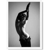 ARTZE Elegant Woman with Gloves Fashion Black & White Photo Framed Print SIZE: A3 with White Frame