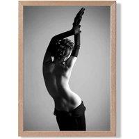 ARTZE Elegant Woman with Gloves Fashion Black & White Photo Framed Print SIZE: A2 with Oak Frame | Size: A3