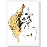 ARTZE Fashion Pen & Ink Sketch Framed Print SIZE: A2 with White Frame in Yellow | Size: A3