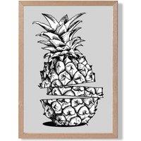 ARTZE Sketch Pineapple on Light Grey Framed Print SIZE: A2 with Oak Frame | Size: A3