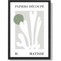 ARTZE Matisse Floral Cutout Sage Green Framed Print SIZE: A2 with Black Frame in Pale Green | Size: A3