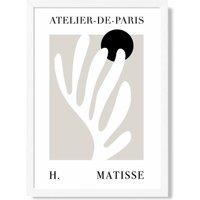 ARTZE Matisse Floral Cutout Beige & Black Exhibition Framed Print SIZE: A3 with White Frame