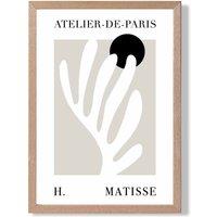 ARTZE Matisse Floral Cutout Beige & Black Exhibition Framed Print SIZE: A3 with Oak Frame