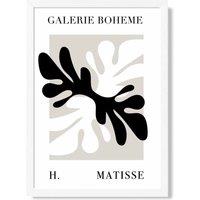 ARTZE Matisse Floral Cutout Beige & Black Bohemian Framed Print SIZE: A3 with White Frame | Size: A4