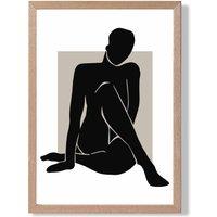 ARTZE Matisse Nude Beige & Black Framed Print SIZE: A3 with Oak Frame
