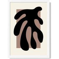 ARTZE Matisse Floral Cutout Cream & Brown Framed Print SIZE: A3 with White Frame