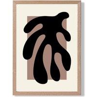 ARTZE Matisse Floral Cutout Cream & Brown Framed Print SIZE: A4 with Oak Frame | Size: A3