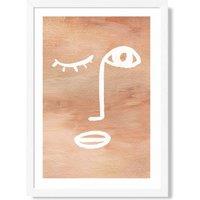 ARTZE Matisse Inspired Abstract Terracotta Face Framed Print SIZE: A3 with White Frame