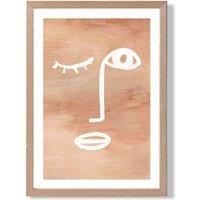ARTZE Matisse Inspired Abstract Terracotta Face Framed Print SIZE: A2 with Oak Frame | Size: A3