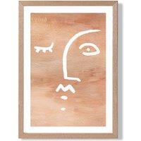 ARTZE Abstract Terracotta Face Framed Print SIZE: A4 with Oak Frame | Size: A3